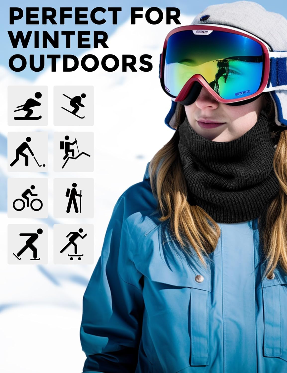 Neck Warmer Gaiters for Men Women Winter Neck Scarves Fleece Cold Weather Gear Ski Skate Accessories Nose Ear Face Mask - Image 5